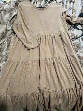 Cato Tiered Midi Dress in Taupe